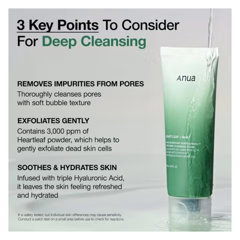 Anua cleansing foam deep-cleansing features